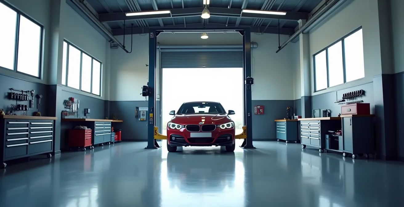 Vue d'ensemble d'un atelier automobile moderne